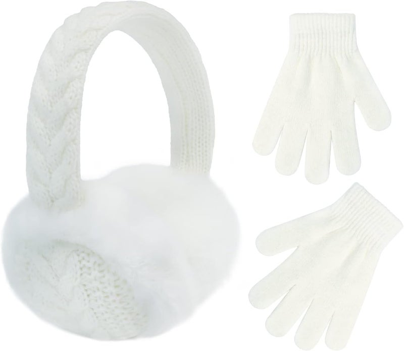 POXIMI Store Baby Warm Earmuffs Kid Magic Gloves Girl Soft Plush Ear Muffs Toddler Knit Mittens for Boy Winter Ear Warmer Set - Image 1